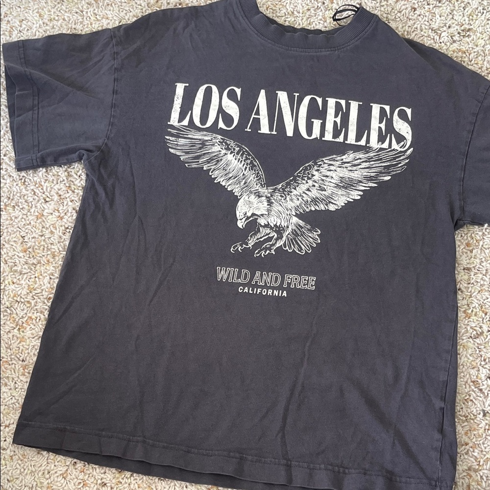 H&M washed black eagle print graphic tee XS